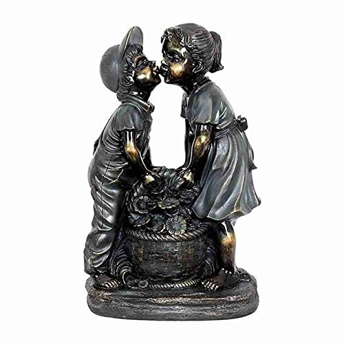 LUCBEI Gartendekorationen Pumpende Wasser Kleine Junge Mädchen Garten Statue Presse Pumpe Outdoor Girls Figur Dekors Skulptur Home Yards Pool Ornamente Feengarten-Zubehör (Color : Rose)