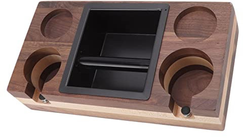 Espresso Knock Box und Tamping Station, Vier Löcher Espresso Distributor Tamping Station Base, Kaffeemaschinen Zubehör Holz Werkzeug Aufbewahrungsbox für Tamper Distributor Portafi (Stil 3)