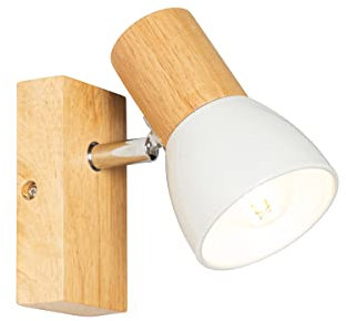 Qazqa - Landhaus I Vintage I Rustikal Ländliche Wandleuchte aus Holz mit verstellbarem Weiß - Thorin I Wohnzimmer I Schlafzimmer - Rechteckig - LED geeignet E14