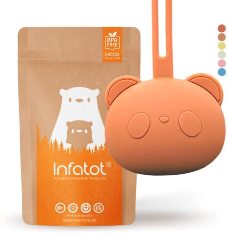 Infatot® Silicone Dummy Case - Pacifier Holder Soother Pod Case W/Strap - Dummy Box 100% Free from BPA, PVC, Dummy Holder Case, Dummies Case Pair with Dummy Clip, Dummy Cases for Babies - Earth