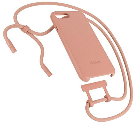 Woodcessories - Nachhaltige Handykette abnehmbar kompatibel mit iPhone SE 2022 Hülle mit Band apricot, iPhone SE 2020 Hülle mit Band Peach orange, iPhone 8/7/6(s)