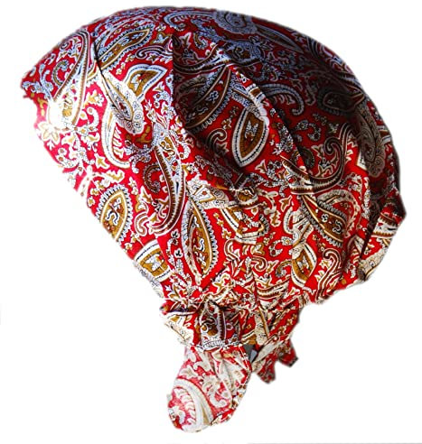 Cool4 Sommer Kopftuch Strand Bandana Meer Beanie Sonne Sonnenschutz Mütze Chemo Cap A04 (Rot mit weiß Camel farbenden Paisleymuster)