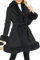 Giolshon Damen Langer Wollfleecejacke mit Kunstpelzkragen Isolierter Gepolsterter Bubble Parka Warmer Wintermantel mit Gürtel 242A Schwarz XXL