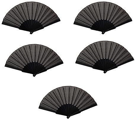Floatdream 5 Pièces Ventilateur à Main Pliant, Ventilateur à Main Chinois, Ventilateur en Tissu Oriental Pliant, Adapté Aux Accessoires pour La Maison, Décoration de Bricolage, Accessoires de Scène