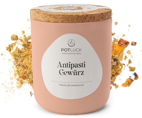 POTLUCK | Antipasti Gewürz | Würzmischung im Keramiktopf | 85 g | Vegan, glutenfrei und mit natürlichen Inhaltsstoffen