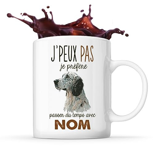 Tasse Setter Anglais Passer du temps Prénom Nom Personnalisable | Mug Café Thé Idée Cadeau Personnalisé Homme Femme Original pour propriétaire de chien