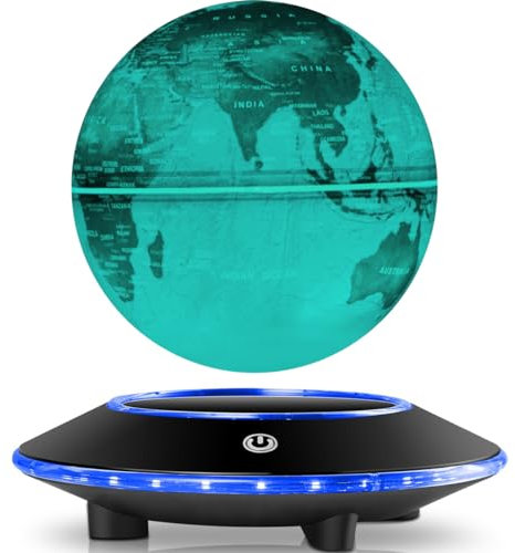 DIDWI Schwebender Globus, Rotierender schwebender Globus 6 Zoll Magnetische Levitation Weltkarte Globus Lampe, Coole Geschenke für Weihnachten, Geburtstag, Heimbüro Dekoration (7 Farben wechselnd)