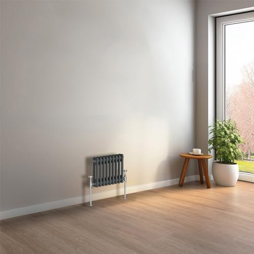 NRG 300 x 425mm Anthracite Horizontal Traditional Column Cast Iron Style Radiator Central Heating Radiator Perfect for Bathrooms, Kitchen, Living Room Double Panel