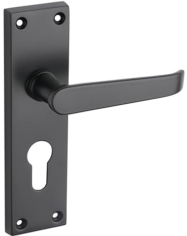 Designer Levers - Victorian Straight Lever Door Handles - Matt Black - 1 Pair - Latch Door Handle - Interior Use - Euro Lock Door Handle