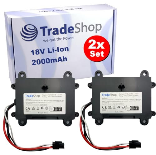 2X Trade-Shop Li-Ion Akku 18V 2000mAh 36Wh kompatibel mit Bosch Indego Rasenmäher Mähroboter ersetzt F 016 104 898, F016104898, F016L69176, 5INR19/66
