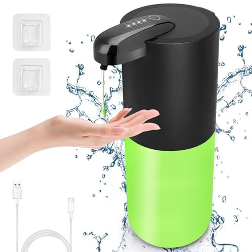 Cuteefun Dispenser Sapone Automatico Liquido, 380ml Erogatore Sapone Schiuma Automatico, 4 Livelli di Volume di Schiuma Regolabile, Ricaricabile Dispenser Sapone Muro per Cucina, Bagno, Nero