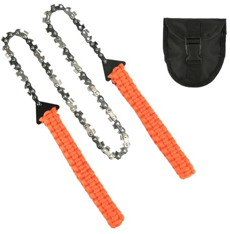 Pocket Chainsaw, 38.58 Inch Hand Survival Chainsaw Rope 65Mn Steel High Limb Rope Chain Saw with 33 Sharp Teeth Portable High Reach Chainsaw for Camping Hunting Gear Cutting Wood, with Storage Bag