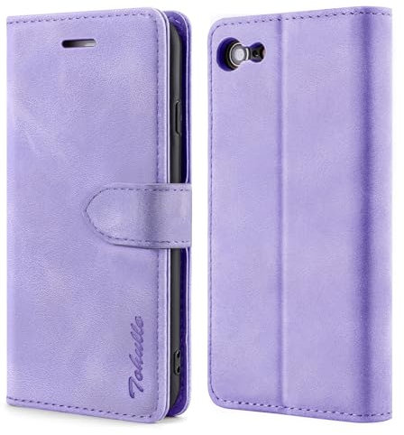 TOHULLE Case for iPhone 7 iPhone 8 iPhone SE 2020 iPhone SE 2022, Premium PU Leather Wallet Case Card Holder Kickstand Magnetic Closure Flip Folio Case Cover Compatible with iPhone 7/8/SE - Purple