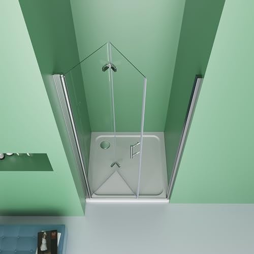 DOOLEEWEE Falttür Duschtür 120x195 cm Falttür Nischendrehtür 180° Duschwand 6mmESG NanoBeschichtung Sicherheitsglas Duschkabine