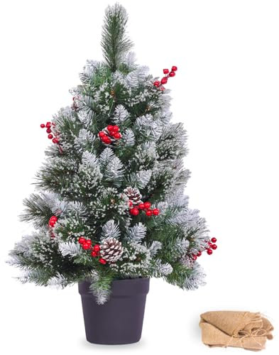 Kleiner Weihnachtsbaum 3 Fuß | 3 Fuß Weihnachtsbaum mit Dekorationen | Volle und realistische künstliche Eisperlen | Verleihen Sie dem Ganzen eine besondere weihnachtliche Note
