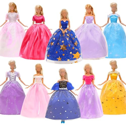 Miunana 5 Vestidos Princesa Estilo Selección Aleatoria, Adecuada para Muñecas De 28 - 30cm / 11,5 Pulgadas