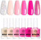 BORN PRETTY Nail Polish Set Glitter Nude Pink Glitter Nail Varnish Kit 6 Colors Quick Dry & Long Lasting Hot Pink Nail Polish Gift Set No Need Cure Nail Paint for DIY Nail Art 10ml