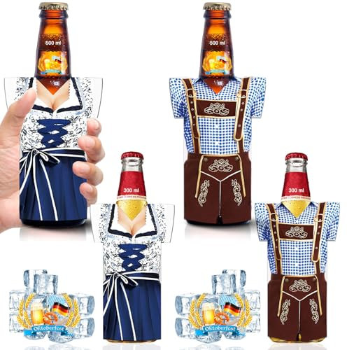 Beer Bottle Holder Oktoberfest Decorations, Bottle Insulator Cooler Sleeve Neoprene Insulated Jackets Keep Warm and Cold Beer Bottle Thermocoolers for Party Supplies Gift Couples Lover