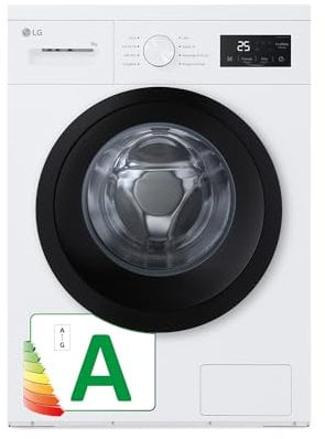 LG F4A1009NWK - Lavadora, 9 kg, 1400 rpm, Carga Frontal, 8 Programas, Programa Rápido y Programa Lavado a Mano, Fondo Especial Reducido, Display LED, Serie 100, Color Blanco