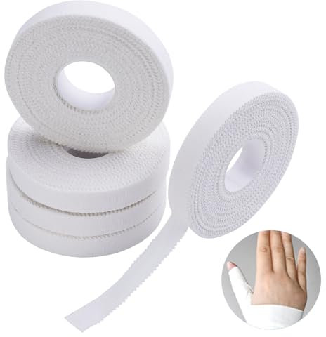 HonGien 5 Rollen Selbstklebende Sportbandage Sporttape weiß 1,25cm x 13,7m Hautfreundlich Physio Muskel Tape Sport Tapeverband Tape Sport Griptape Fußball Weiß
