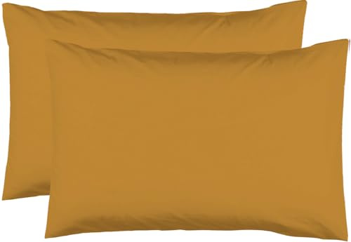 2 Kopfkissenbezüge, 50 x 70 cm, Safran, 100% Baumwolle, 57 Fäden
