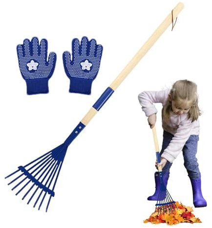 Rasenrechen für Laub, Gartenrechen für | Gartenrechen und Handschuhe Set - Rasenrechen für mit Handschuhen für Camping, Erkundung im Freien und Gartenarbeiten