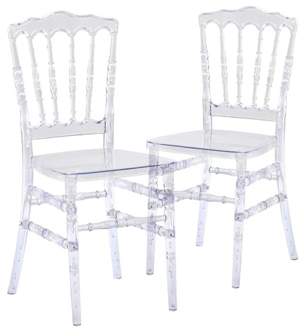 KAIHAOWIN Silla Napoleón transparente, sillas de comedor de acrílico de lujo, silla de cristal transparente para bodas, fiestas, eventos, 2 unidades