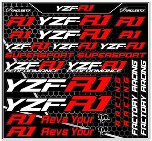 Adesivo Moto Adesivo Vinile Moto per Yama&Ha YZF-R1, Può Essere Usato come Adesivo per Carenatura Riservare Benzina Moto (Rosso+Bianco)