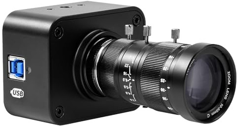 MOKOSE Telecamera per streaming 4K, webcam USB 3.0 con messa a fuoco manuale con obiettivo zoom teleobiettivo da 10-55 mm, sensore IMX678 da 1/1,8 8 MP, supporto YUY2, webcam per computer desktop e