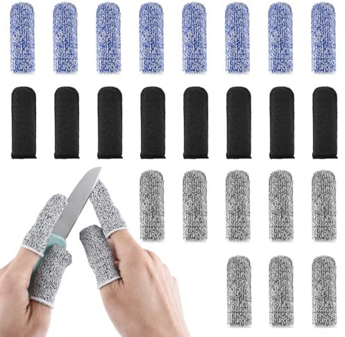 Wanmu 24 Stück Fingerschutz Fingerlinge Schnittfeste Schutzhülle, Fingerhandschuhe, Fingerabdeckungen für Schnitte, Fingerschutz für Garten, Küche, Arbeit, Skulptur, rutschfeste wiederverwendbare