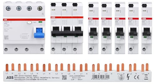 ABB FlexLine Set: 5x SX201-B16 Leitungsschutzschalter B + 1x SX203-B16 Leitungsschutzschalter B + 1x FX204 A-40A/0.03 FI-Schutzschalter + 1x PSX3/24N Phasenschiene