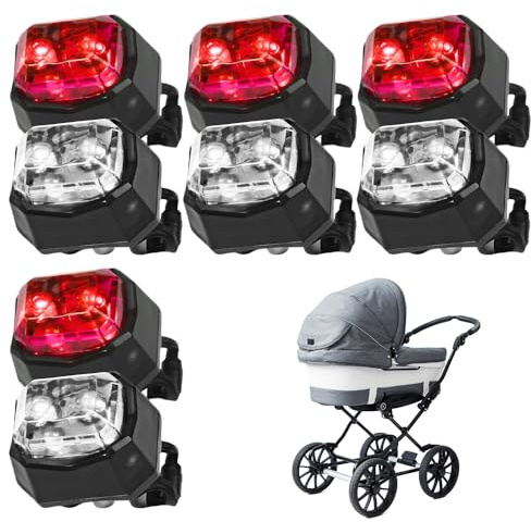 8 Stück Kinderwagen Licht Silikon, Kinderwagenlicht Kinder Scooter Licht mit Batterie und 3 Leuchtfunktionen, Wasserdichtes LED Warnlicht Roller Licht mit Heller LED für Kinderwagen Outdoor Läufer