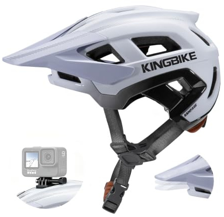 KINGBIKE Professioneller Mountainbike Helm E-MTB NTA-8776 E-Bike Sicherheitshelm mit 3-stufig verstellbarem Visier & Kamera-Halterung MTB-Fahrradhelm für Erwachsene