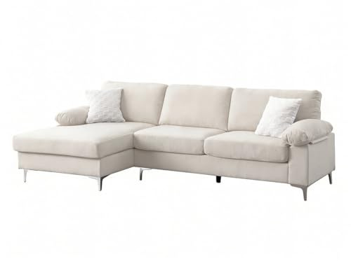 habitat et jardin Linke Ecksofa aus Chenille-Stoff Jade - 3-Sitzer - Beige