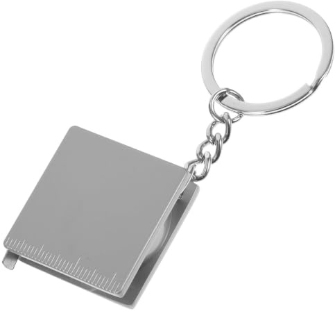 Mini Calibro Portachiavi Nastro Metallo Retrattile con Blocco, Argento | Flessometro Portachiavi Estensibile, Alta Precisione, Misura Entro 70cm, Accessorio con Anello per Casa e Outdoor