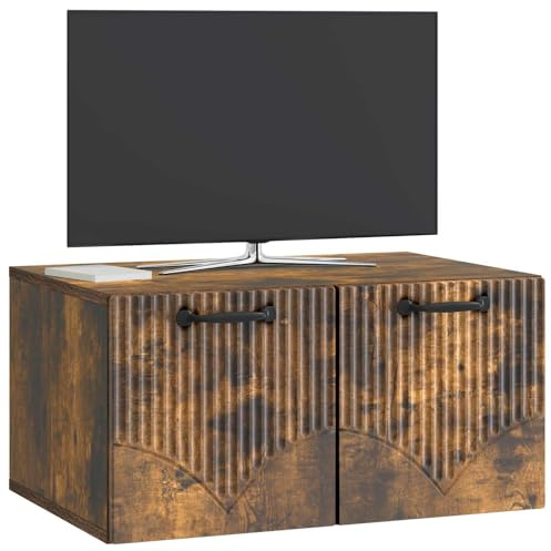 vidaXL Wandmontierter TV-Schrank Geräucherte Eiche 59,5 x 41 x 30 cm, Moderner Wohnbereich, Rechteckiger Wandschrank, Viel Stauraum, Schlichtes Design für die Haushaltsorganisation
