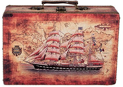 Birendy Truhe Kiste SJ 1280 Koffer, Kofferset, Holztruhe mit edlem Leder bezogen Größe L 31cm