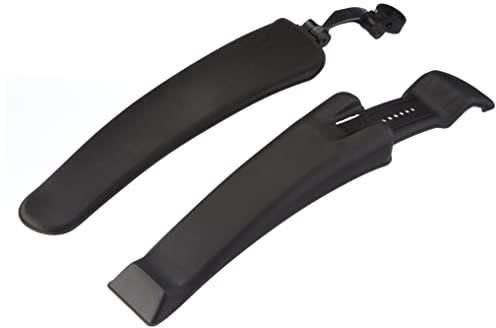 FISCHER Fahrrad MTB Spritzschutz-Set | vorne und hinten | anschraubbar | mit Winkelanpassung | breite Bauform | schwarz | 24-26 Zoll