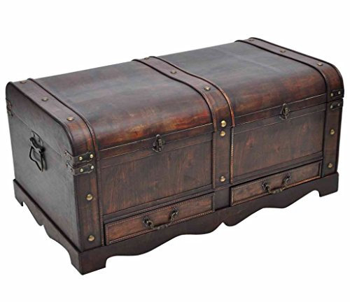Festnight Holztruhe Truhentisch Couchtisch mit 2 Schubladen 90 x 50 x 42 cm