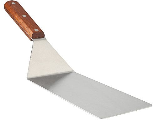 8” Extra-Large Sturdy Stainless Steel Spatula Hamburger Turner with Strong Wooden Handle – Professional Commercial Food Flipper Scraper for Grilling Cooking, Baking for Your Flat Top Restaurants