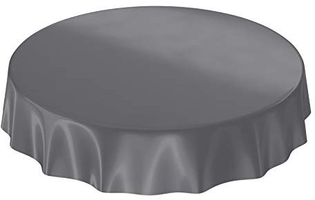Wachstuchtischdecke Wachstuch abwaschbare Tischdecke Uni Glanz Einfarbig Anthrazit Schnittkante Rund 140cm