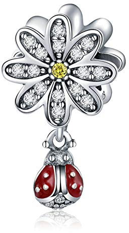 Charm a forma di rosa, in argento Sterling 925 con fiore, a forma di cuore, per braccialetti Pandora