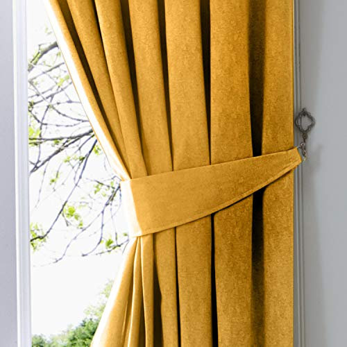 Fusion Dijon Alzapaños (65 x 10 cm) -2 Piezas-Accesorios Sala de Estar/Dormitorio Juego Disponibles-Polialgodón-Sujetadores de Cortina Mostaza, Ocre Amarillo, 26 x 4 (2X Tie Backs)