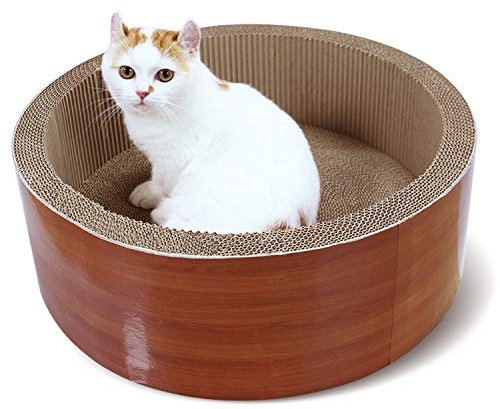 ScratchMe Kratzbaum und Brett, rundes Katzenkratz-Lounge-Bett, langlebiges Pad verhindert Möbelschäden, 45 x 45 x 15 cm, Round Cat Scratching Lounge Bed, braun, 17.32'' x 17.32''x 6.11''
