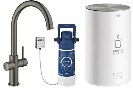 GROHE Red Duo tap and boiler size M, C-spout, colour: hard graphite brushed - 30083AL1