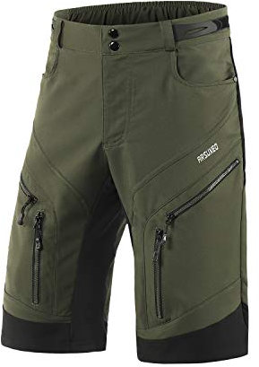 ARSUXEO Radhose Herren MTB Shorts ohne Polsterung Radfahren Shorts Klassisch Wasserdicht 1903 Armeegrün L