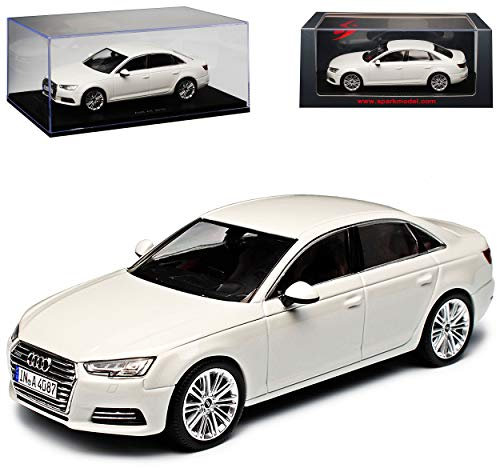 Spark A-U-D-I A4 B9 Limousine Weiss Ab 2015 1/43 Modell Auto mit individiuellem Wunschkennzeichen