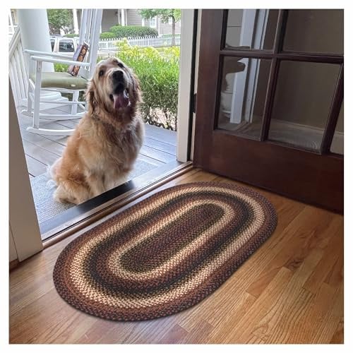 Prescott Premium Jute Geflochtener Bereich Teppich von Homespice, 27 x 45 cm, oval, schwarz, wendbar, natürliches Jute-Garn, rustikal, Landhausstil – 30 Tage risikofreier Kauf