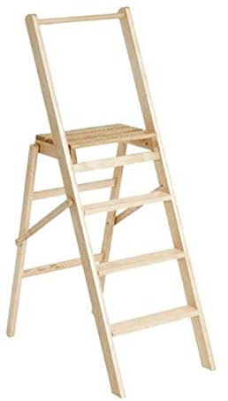 Scala scaletto in legno naturale 4 gradini con protezione