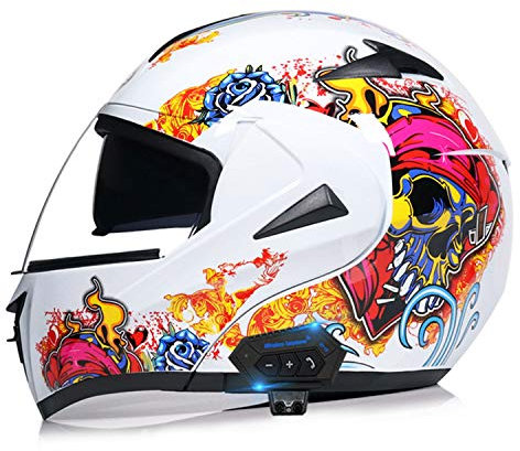 Bluetooth Modular Flip Helmet Modular Flip Helmet, ECE Certified Helmet Cruiser Chopper Z,M